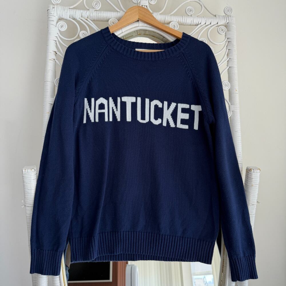 Ellsworth + Ivey Nantucket Sweater Womens‎ Large Navy Crewneck Preppy Coastal